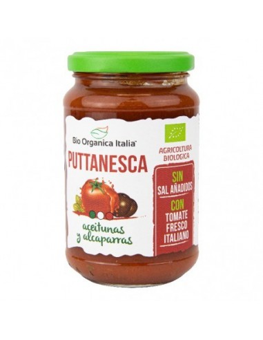 Salsa de Tomate Puttanesca con Olivas y Alcaparras 350 Gr (Bio Orgánica Italia)