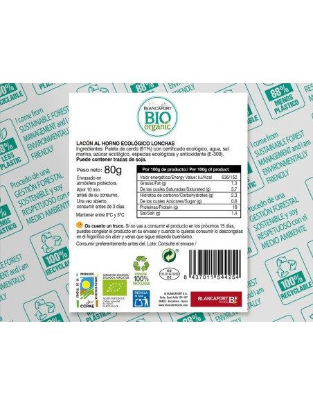 Lacon al Horno Orgánico, Pack 80 Gr (Blancafort)