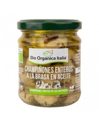 Champiñones Enteros a la Brasa en Aceite 190 Gr (Bio Organica Italia)