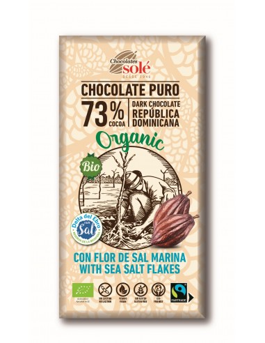 Chocolate Negro 73% con Flor de Sal 100 Gr (Solé)