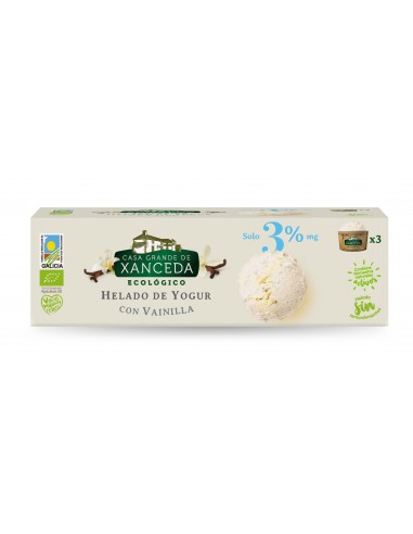 Helado de Yogur Ecológico con Vainilla, Tarrina 3 x 100 Ml (Casa Grande de Xanceda)