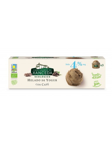 Helado de Yogur Ecológico con Cafe, Tarrina 3 x 100 Ml (Casa Grande de Xanceda)
