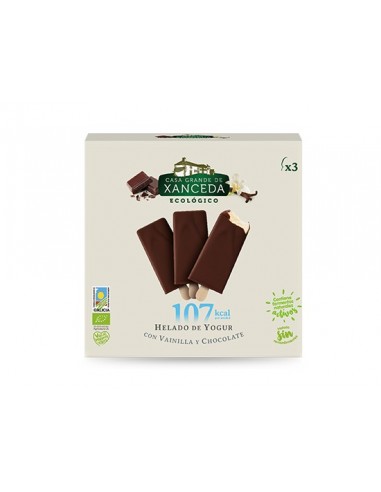 Helado de Yogur Ecológico con Vainilla y Chocolate, Caja 3 x 85 Ml (Casa Grande de Xanceda)