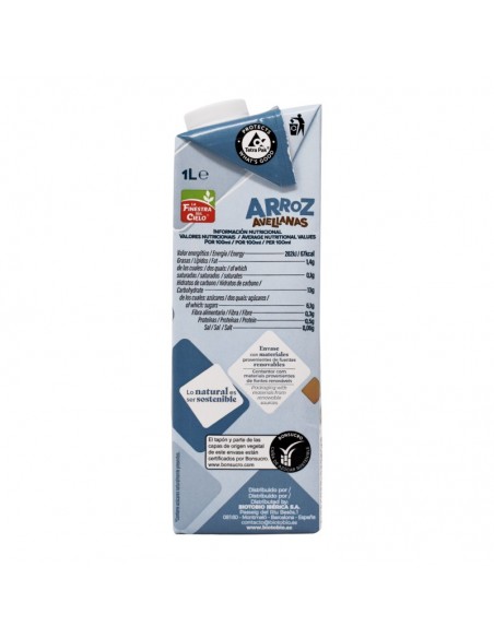 Bebida de Arroz con Avellanas Sin Gluten 1 L (La Finestra Sul Cielo)